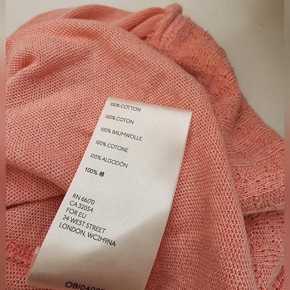 Free People 100% Cotton Studded Henley V Neck Top,Peach/Pink color, XS, NWT - Picture 13 of 13